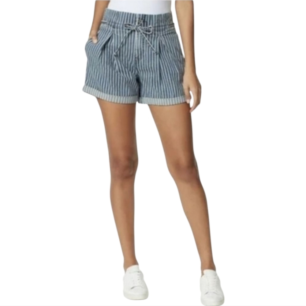 Anne‎ Klein Paperbag Waist Striped Shorts Women’s Size 14 Blue NWT Summer Casual